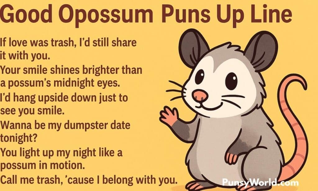 Good Opossum Puns Up Line
