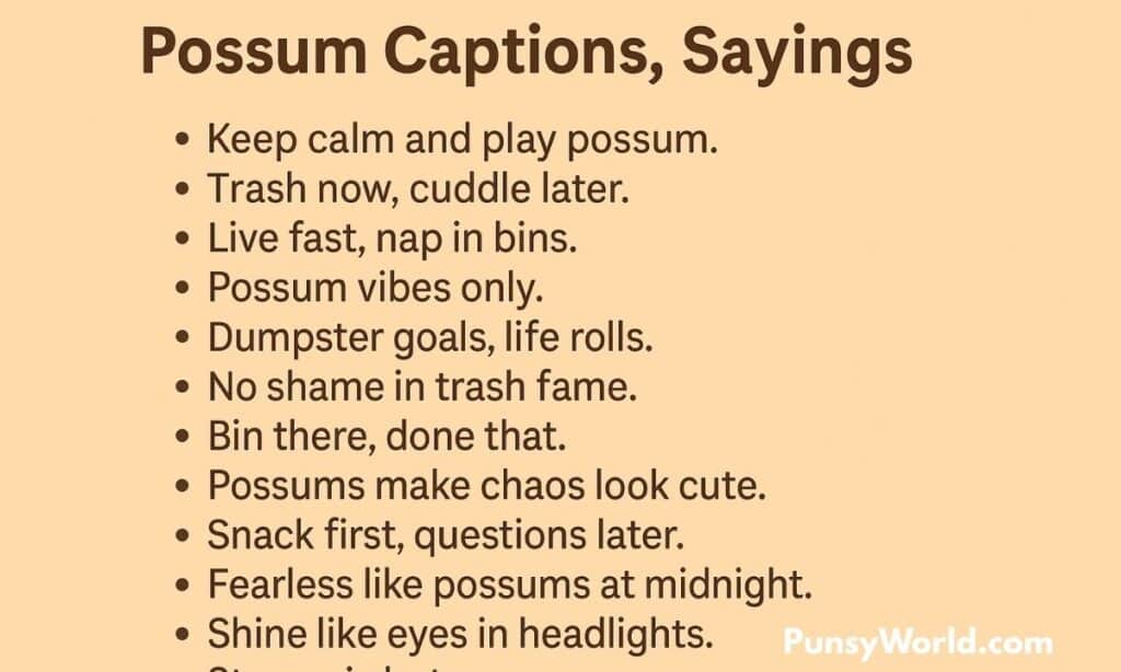 Possum Captions, Sayings